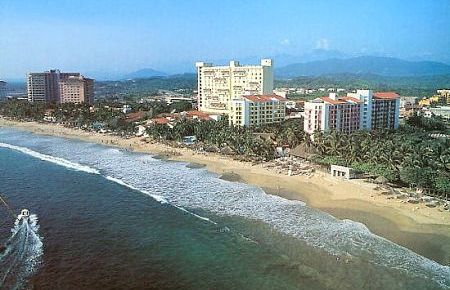 High-rise hotels on Playa El Palmar in Ixtapa, Mexico