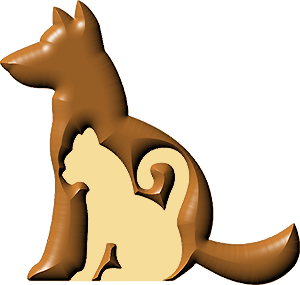 silueta de perro y gato