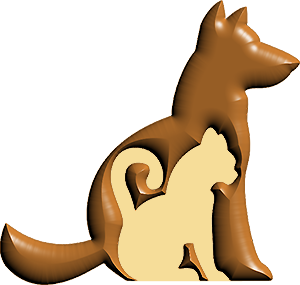 silueta de perro y gato